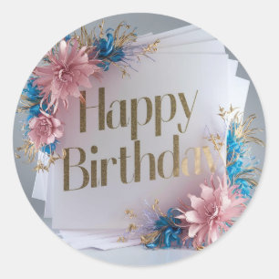 Happy Birthday Runder Aufkleber