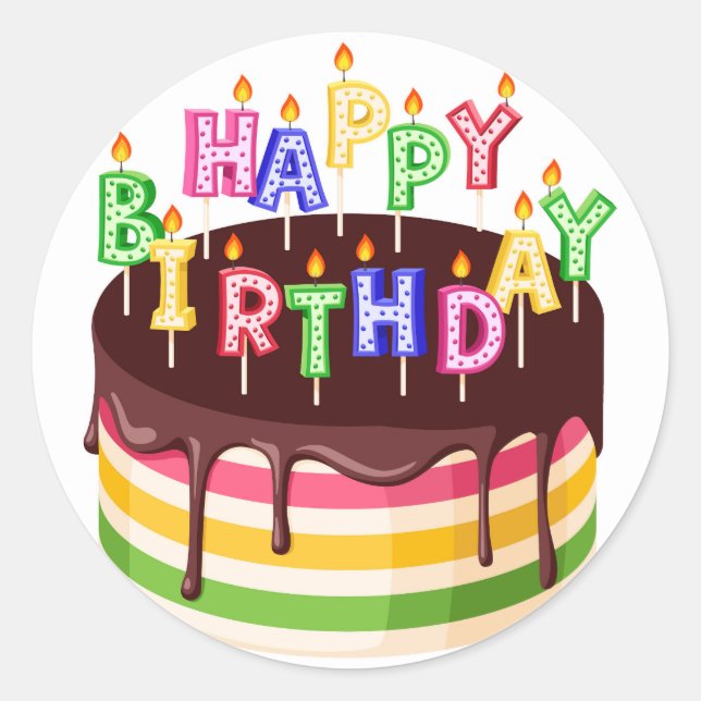 Happy Birthday Runder Aufkleber (Vorderseite)