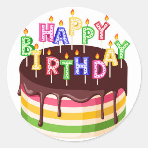 Happy Birthday Runder Aufkleber