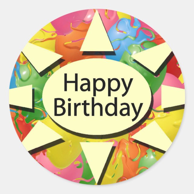 Happy Birthday Runder Aufkleber (Vorderseite)