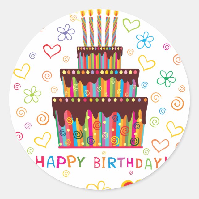 Happy Birthday Runder Aufkleber (Vorderseite)