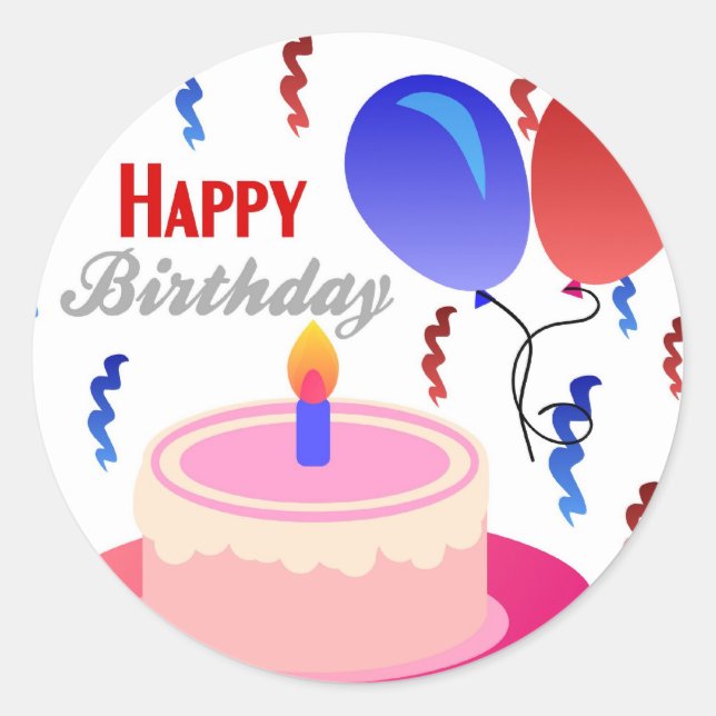 Happy Birthday Runder Aufkleber (Vorderseite)