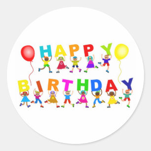 Happy Birthday Runder Aufkleber