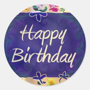 Happy Birthday Runder Aufkleber