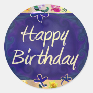Happy Birthday Runder Aufkleber