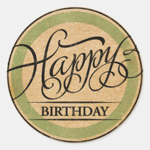 Happy Birthday Runder Aufkleber