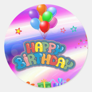 Happy Birthday Runder Aufkleber
