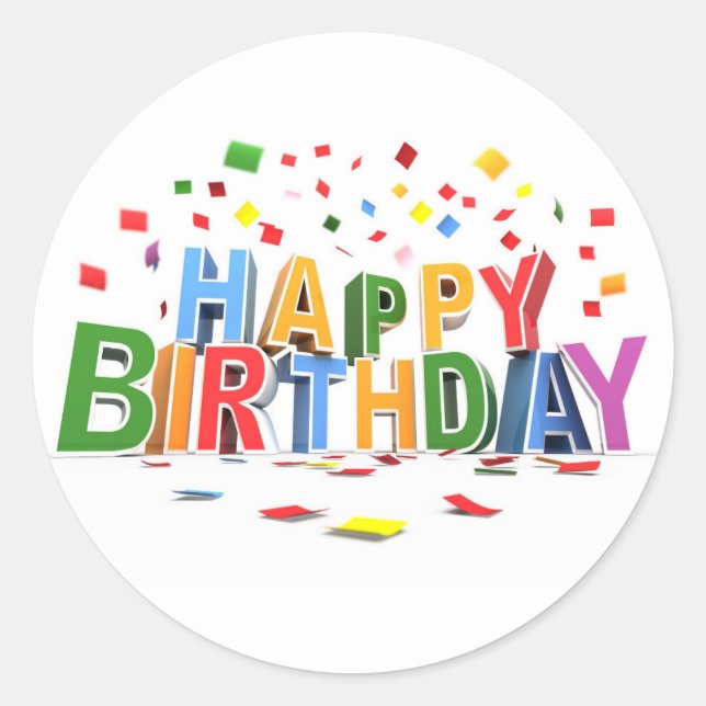 Happy Birthday Runder Aufkleber (Vorderseite)