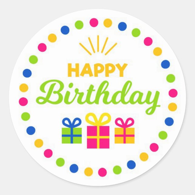 Happy Birthday Runder Aufkleber (Vorderseite)