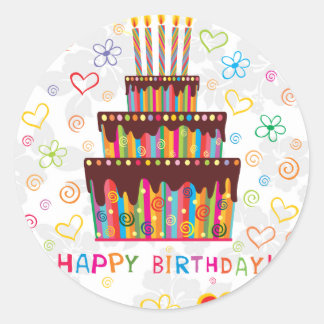 Happy Birthday Runder Aufkleber
