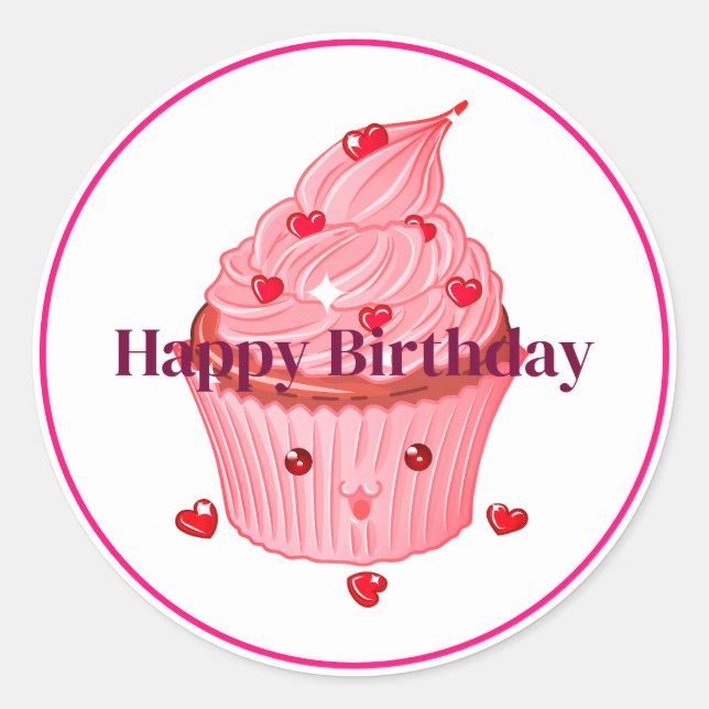 Happy Birthday Runder Aufkleber (Vorderseite)