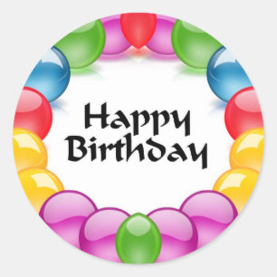 Happy Birthday Runder Aufkleber