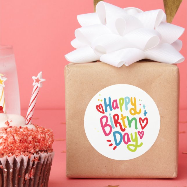 Happy Birthday Runder Aufkleber (Party)