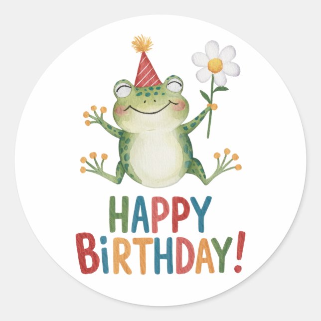 Happy Birthday Runder Aufkleber (Vorderseite)
