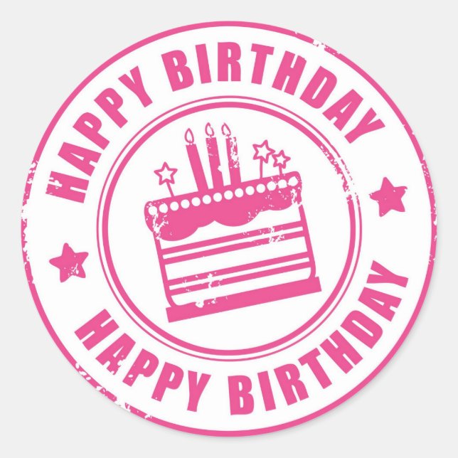 Happy Birthday Runder Aufkleber (Vorderseite)