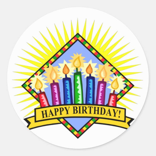 Happy Birthday Runder Aufkleber (Vorderseite)