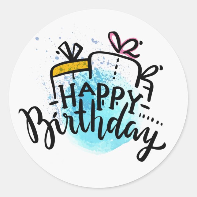 Happy Birthday Runder Aufkleber (Vorderseite)