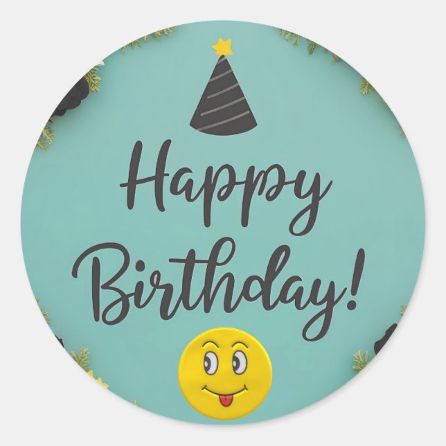 Happy Birthday Runder Aufkleber (Vorderseite)
