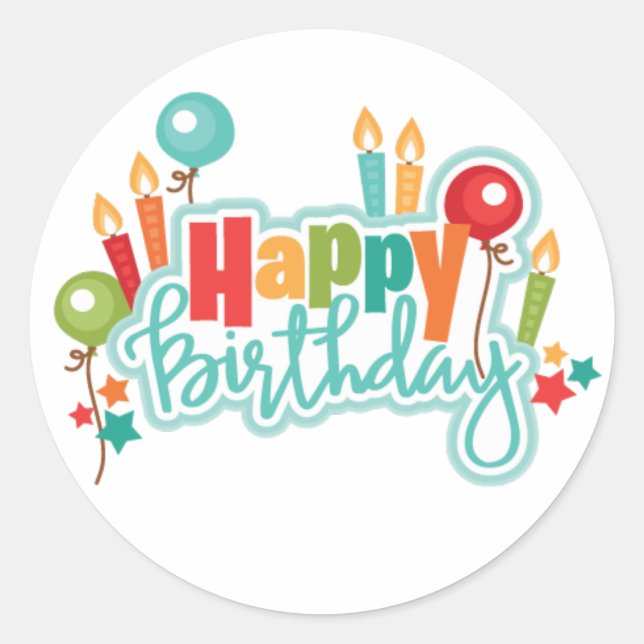 Happy Birthday Runder Aufkleber (Vorderseite)