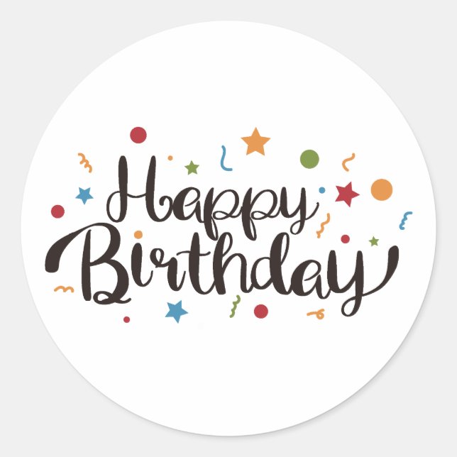 Happy Birthday Runder Aufkleber (Vorderseite)