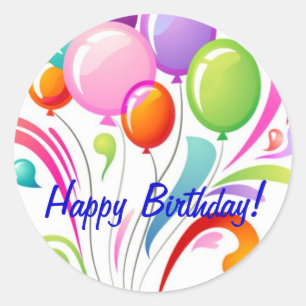 Happy Birthday Runder Aufkleber