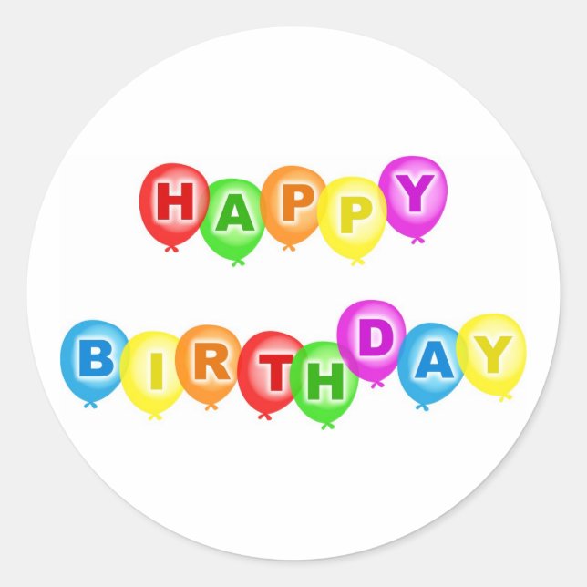 Happy Birthday Runder Aufkleber (Vorderseite)