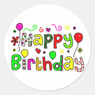 Happy Birthday Runder Aufkleber