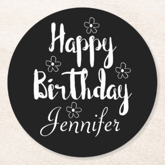 Happy Birthday Runder Pappuntersetzer
