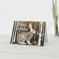 Happy Birthday Rustic Artistic Rabbit