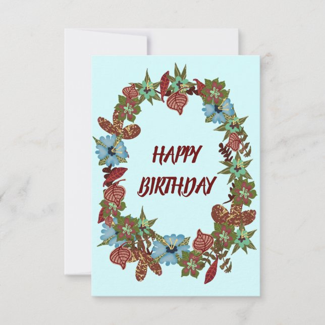 Happy Birthday Rustic Blume Garland Gruß Karte (Vorderseite)