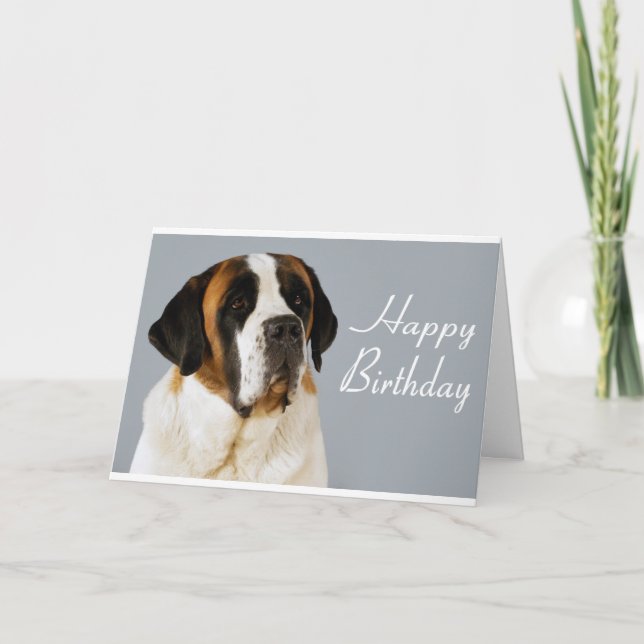 Happy Birthday Saint Bernard Puppy Dog Card Karte (Vorderseite)