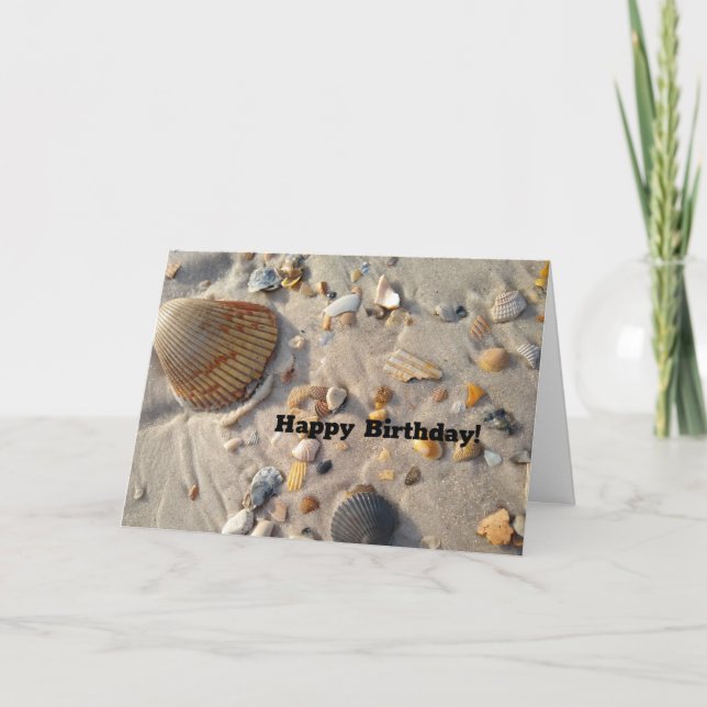 Happy Birthday Sand Beach Muscheln Karte (Vorderseite)