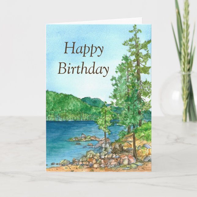 Happy Birthday Sand Harbour Lake Tahoe Malerei Karte (Vorderseite)