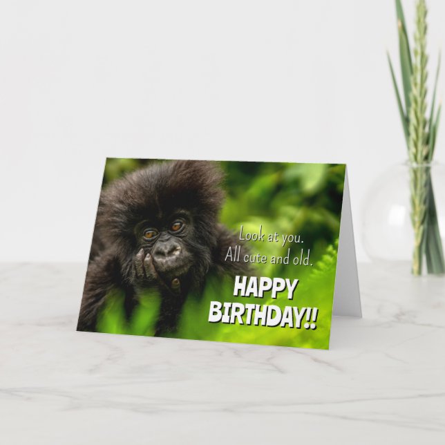Happy Birthday | Säugling Gorilla Karte (Vorderseite)