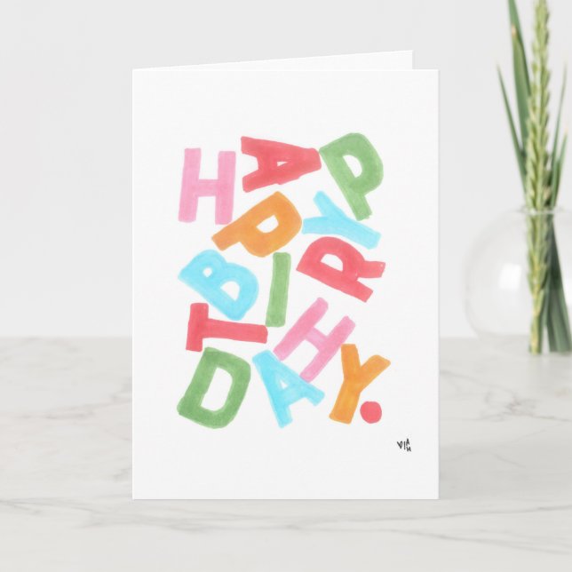 Happy Birthday Scattered Letters Card Dankeskarte (Vorderseite)
