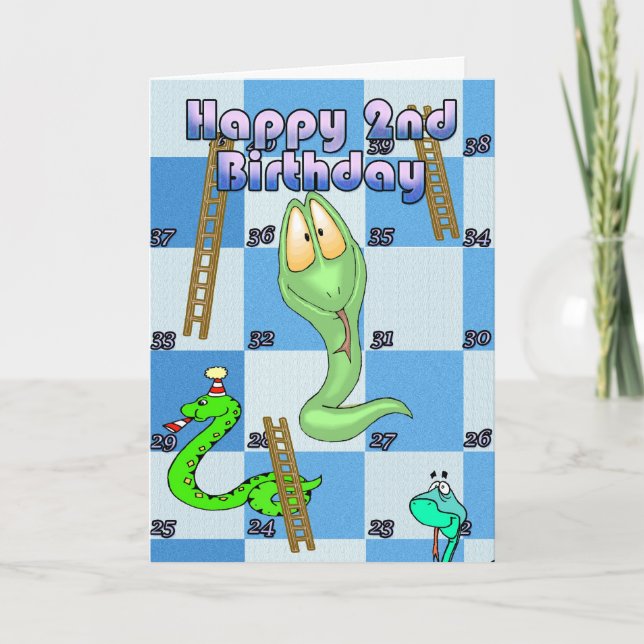 Happy Birthday Schlangen und Leitern Spiel Karte (Vorderseite)