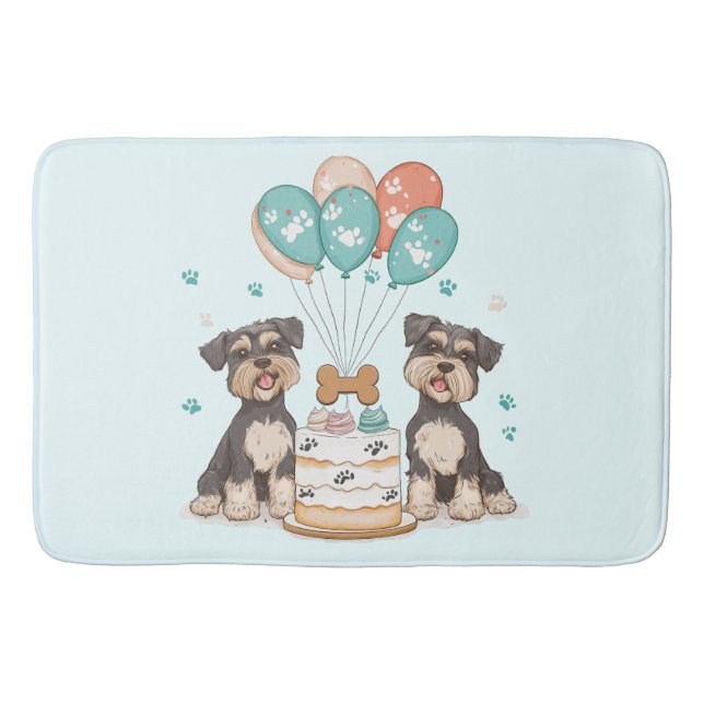 Happy Birthday Schnauzer Hunde Badematte (Vorderseite)