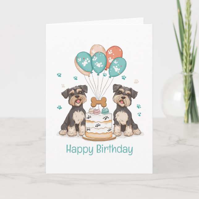 Happy Birthday Schnauzer Hunde Karte (Vorderseite)