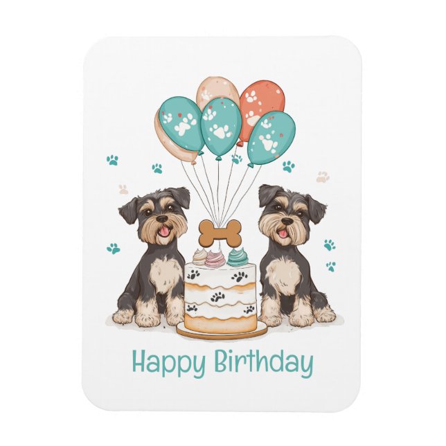 Happy Birthday Schnauzer Hunde Magnet (Vertikal)