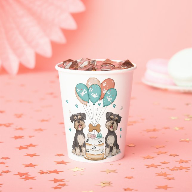 Happy Birthday Schnauzer Hunde Pappbecher (Insitu)
