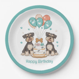 Happy Birthday Schnauzer Hunde Pappteller