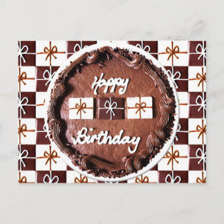 "Happy Birthday" Schokoladenkuchen Postkarte