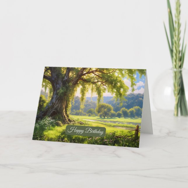 Happy Birthday Schöne Landschaft der Natur Karte (Vorderseite)