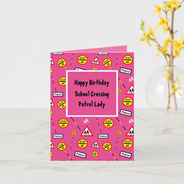 Happy Birthday School Lollipop Lady Karte (Gelbe Blume)