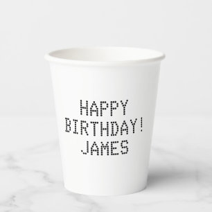 Happy Birthday Schwarz individuelle Name modern ni Pappbecher
