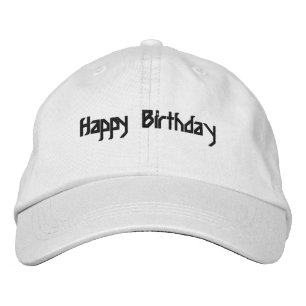 Happy Birthday Schwarz Text Custom White Color Bestickte Baseballkappe