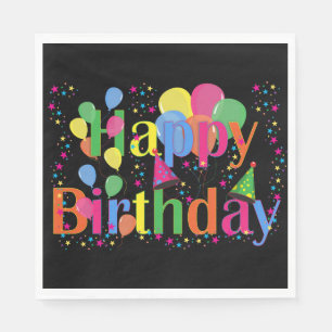 Happy Birthday schwarz w/ Confetti Serviette