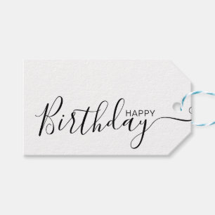 Happy Birthday Schwarz-weiß Modern Geschenkanhänger