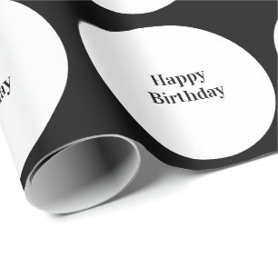 Happy Birthday Schwarz-weiß Polka Dots Boys Girls Geschenkpapier