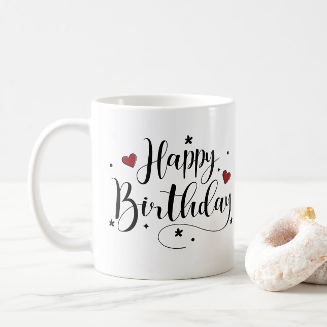 Happy Birthday Script Individuelle Name Kaffeezube Kaffeetasse (Mit Donut)